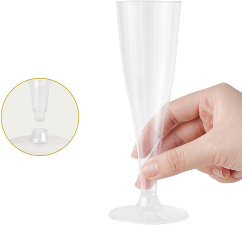 50 Pack Plastic Champagne Flutes Disposable 4.5 Oz Clear Plastic Champagne Glasses Perfect for Wedding and Shower Party
