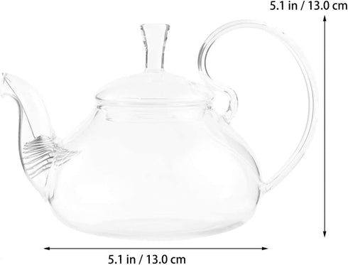 Hemoton Glass Teapot 600ml Teapot Glass Pitcher Clear Crystal Teapot with Raised Handle Transparent Tea Ware for Blooming Loose Leaf Carafe