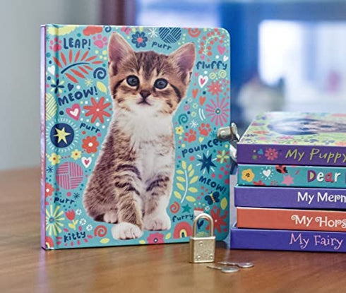 MOLLYBEE KIDS My Kitty Lock and Key Diary, 208 Pages, Measures 6.25 inches by 5.5 inches