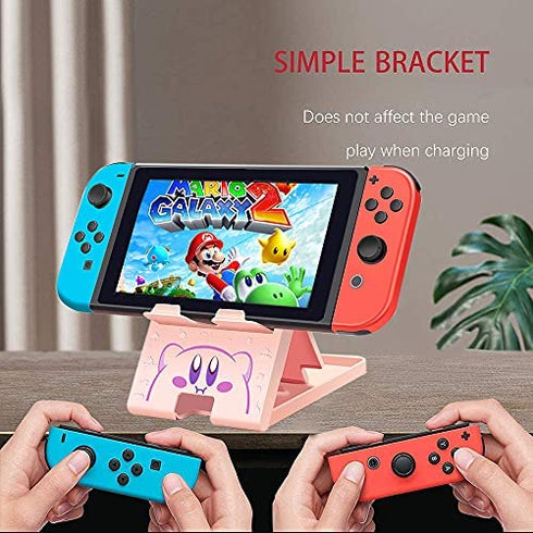 FXICAI Busjoy Stand for Nintendo Switch, Steam Deck, Switch OLED, Switch Lite, Cute Kawaii Angle Adjustable Holder, Portable Foldable Non-Slip Bracket-Pink