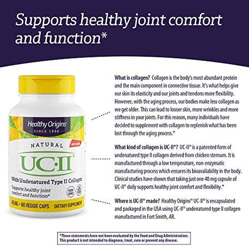 Healthy Origins UC-II (Undenatured Type II Collagen) 40 mg, 60 Veggie Caps