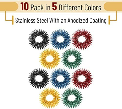 Mr. Pen- Spiky Sensory Rings, 10 Pack, Stress Relief Fidget Sensory Toys, Fidget Rings, Fidget Ring for Anxiety, Stress Relief Rings, Massager for Fidget ADHD Autism, Silent Stress Reducer Ring