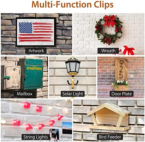 Brick Hook Clips (4 Pack) for Hanging Outdoors, Brick Hangers Fits Standard Size Brick 2-1/4" to 2-3/8" in Height, Heavy Duty Brick Wall Clips Siding Hooks for Hanging No Drill and Nails