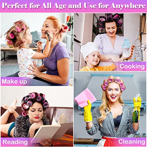 Jumbo Hair Curlers Rollers with Clips, Cludoo 28 Pcs Big Rollers for Hair Set with 3 Sizes Self Grip Hair Roller for Long Medium Short Thick Thin Hair Bangs Volume, Salon Hair Dressing DIY Hair Roller