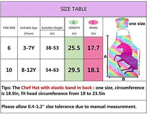 MHJY Kids Apron Chef Hat Set,Cooking Kitchen Apron for Girls Boys Adjustable Child Apron with Pockets