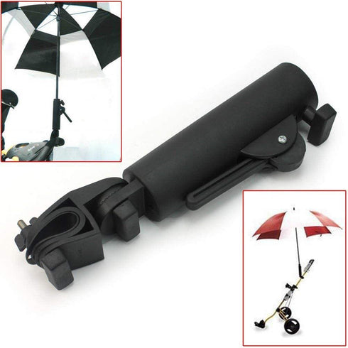Double Lock Swivel Golf Cart Umbrella Holder, Angle & Internal Width Adjustable Umbrella Amount Universal for Bicycle Stroller, Baby Carriage, Wheelchair