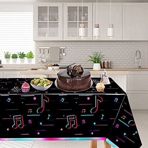 TIK Tok Tablecloth,Extra-Large 108”x 54”Disposable Music Table Cover, Ideal for TIK Tok Themed Musical Rockstar Birthday Party Supplies Decoration (1)