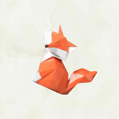 Garneck Resin Decoration Fox Geometric Modern Design Ornaments Family Sculpture Artwork (Size S: 3.9x1.5x3.9inch )