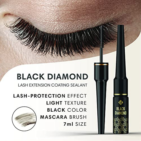 BL Lashes Eyelash Black Diamond / Crystal Drop eyelash mascara brush Overnighter coating sealant | Protective topcoat for long-lasting eyelash extensions | Longer Retention- 7 ml/ 0.24 fl Oz (Black)