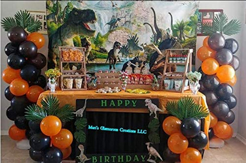 Jurassic Dinosaur Party Decoration Backdrop Photography Dinosaur Kingdom Children Birthday Party Banner Jungle Safari Animals Baby Shower Photo Background 5x3ft Cake Table Photo Booth Vinyl