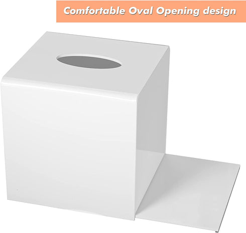 Kamehame Tissue Box Cover Square Acrylic Tissue Holder 5.5x5.5x5.5 Inch White Dryer Sheet Holder Container Tissue Dispenser for Home Bathroom Kitchen and Office