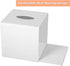 Kamehame Tissue Box Cover Square Acrylic Tissue Holder 5.5x5.5x5.5 Inch White Dryer Sheet Holder Container Tissue Dispenser for Home Bathroom Kitchen and Office