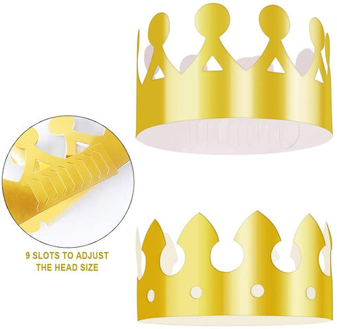 28 Pack Gold Paper Crown Gold Foil Party Crown Hat Cap for Birthday Celebration Baby Shower Photo Props ( 2 Styles )