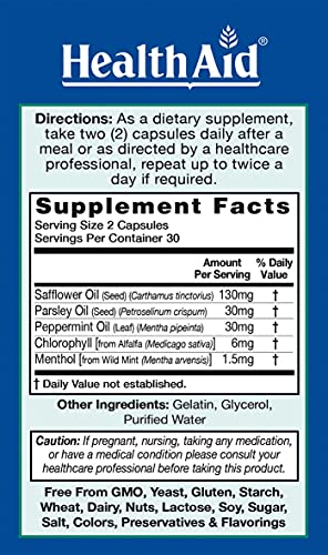 HealthAid Interfresh, 60 Soft Gel Capsules, Twice Daily, Fights Bad Breath and Aids in Digestion and Colon Health, Feel Fresh All Day Long