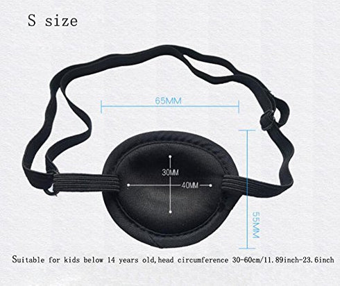 UPSTORE 1PCS Black Unisex Concave Shape Single Eyepatch Amblyopia Corrected Visual Acuity Recovery Eye Patch Cover Pads with Adjustable Strap for Lazy Eye/Amblyopia/Strabismus (L)
