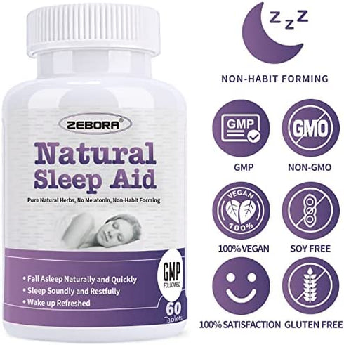 Sleep Aid, Natural Herb Sleeping Pill for Adults, Faster Absorption Dissolve Tablets Easy to Take, Maximum Strength Supplement, Helps Sleep Better & Wake Up Restored