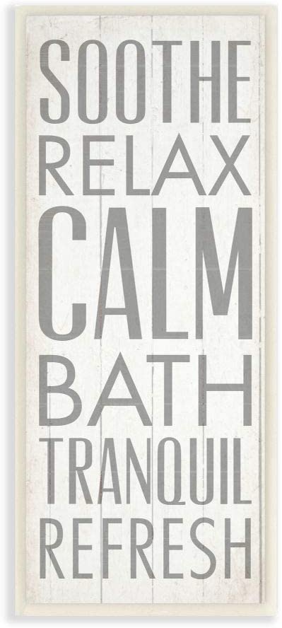 Stupell Home D©cor Soothe Calm Relax Bath Bathroom Wall Plaque, 7 x 0.5 x 17, Proudly Made in USA