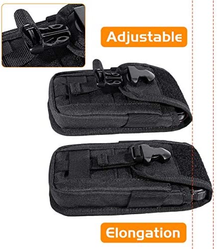 IronSeals Tactical Cell Phone Holster Pouch, Tactical Smartphone Pouches Cellphone Case Molle Gadget Bag Molle Attachment Belt Holder Waist Bag for 4.7"-6.7" with Armor Case on with US Flag Patch