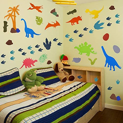 Dinosaur Decals Wall Stickers Boys Kids Room Decor Glow in The Dark Luminous Dinosaur Vinyl Decor Baby Bedroom Living Room Bathroom Decor (Classic Style)