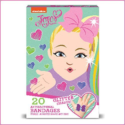 JoJo Siwa Kids Bandages, 100 ct Glitter Bandages | Wear Like Stickers, Adhesive Antibacterial Bandages for Minor Cuts, Scrapes, Burns. Easter Basket Stuffers for Kids & Toddlers