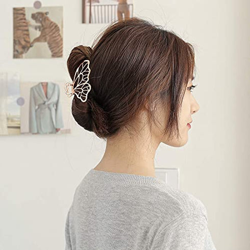 Butterfly Hair Clips for Women KISSKIKO 4 Pcs Silver and Gold Metal Small Claw Clip Cute Sparkling Hair Clip Non-Slip Rose Gold Thick Hair Thin Hair Claw Fancy Combination Hair Accessories Gift