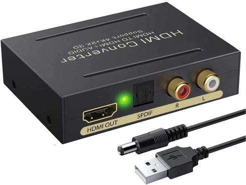 eSynic 4K HDMI Audio Extractor HDMI to HDMI + Optical TOSLINK SPDIF + Analog RCA L/R Stereo Audio Video Spiltter Adapter Converter Support 4K@30Hz 1080P Full HD 3D for Blu-ray Player PS3 PS4