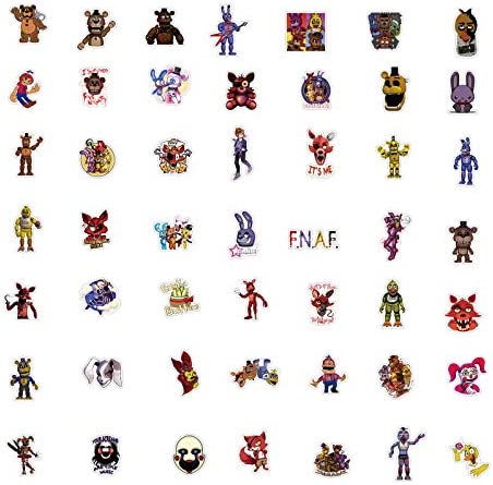 100pcs Five Nights at Freddy's Vinyl Skateboard Guitar Travel Case Sticker Door Laptop Luggage Car Bike Bicycle Stickers (Five Nights at Freddy's)