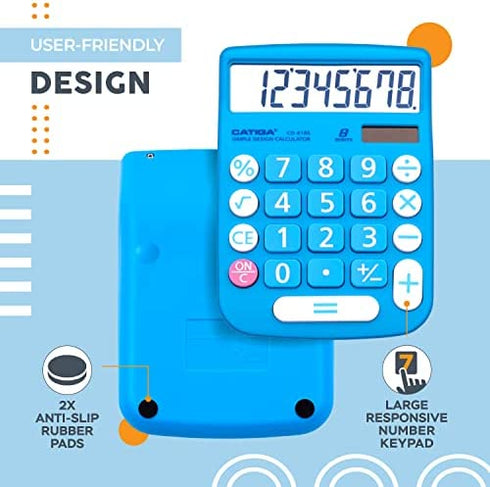 CATIGA CD-8185 Office and Home Style Calculator - 8-Digit LCD Display - Suitable for Desk and On The Move use. (Blue)