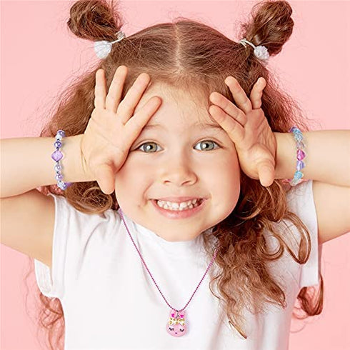 BB-GG, BGSHEMNI 8 Pcs Girls Necklaces and Bracelets Set with Unicorn Star Heart Necklace Toddler Jewelry Gift Toy Party Favors Dress up Play Costume for Little Best Friend Necklaces-A1