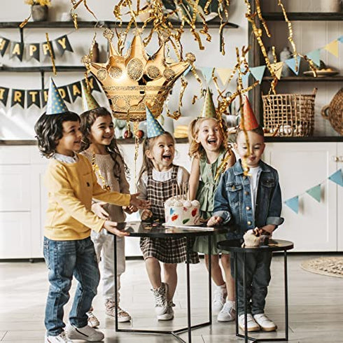 3 Pcs Crown Balloons Gold Foil - Crown Shape Balloons Halloween Decoration Foil Christmas Balloons - Anniversary Balloons Princess Birthday Decorations Happy Birthday Balloon Party Supplies LIGHTNIN