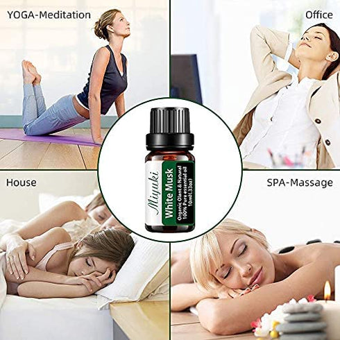 White Musk Essential Oil for Diffuser for Home Office Bedroom Bathroom Study Living Yoga Spa Large Room Outdoors-10ml