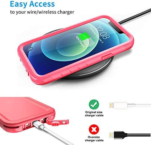 SPORTLINK Compatible with iPhone 12 Pro Max Waterproof Case - Full Body Shockproof Dustproof Phone Screen Protector Rugged Cases for iPhone 12 Pro Max 6.7 Inches Pink