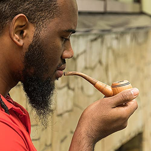 Tobacco Pipe Set of 3 – Handmade Wooden Smoking Pipes for Tobacco and Herbs – Unique 100% Natural Long Smoking Pipes