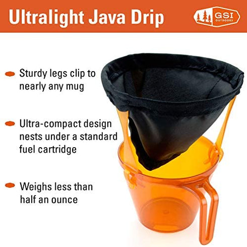 GSI Outdoors Ultralight Java Drip for Pour Over Drip Coffee While Camping and Backpacking