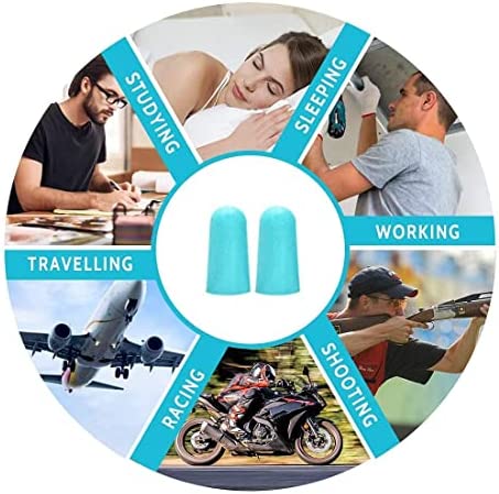 Lysian Ultra Soft Foam Earplugs 60 Pairs, 38dB SNR Ear Plugs for Sleeping, Travel, Shooting (Lake Blue)