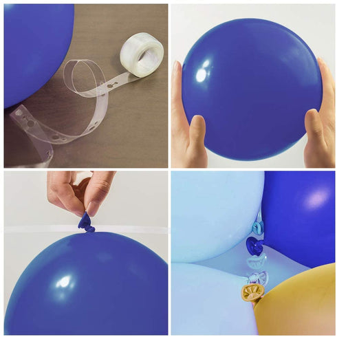 Nalwort Macaron Blue Balloon Kit 135PCS 18In 12In 5In Navy Blue Metallic Gold Balloon Arch Garland For Festival Picnic Family Engagement, Wedding, Birthday Party, Blue Theme Anniversary Celebration Decoration