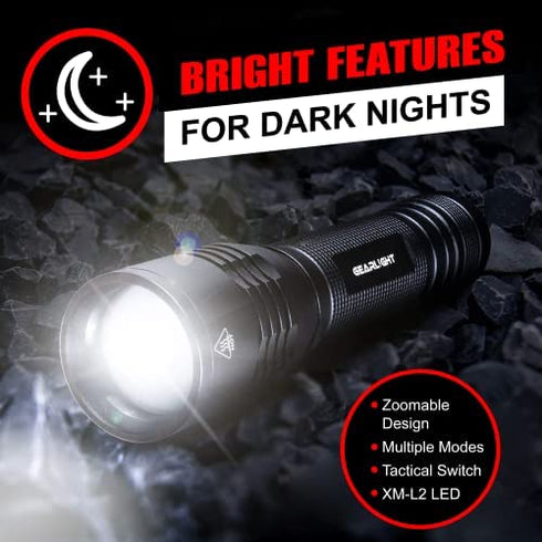 GearLight S2000 LED Flashlight - Super Bright, Powerful, Mid-Size Tactical Flashlights with High Lumens for Outdoor Activity & Emergency Use