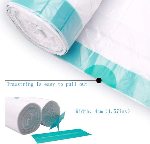 WanJiaXinHui 8 Gallon Medium Drawstring Trash Bags,Strong Garbage Bags for Kitchen Bath Bedroom Car Trash Can, Office Waste Bin Liners Unscented,White,60 Count (8 Gallon) €¦