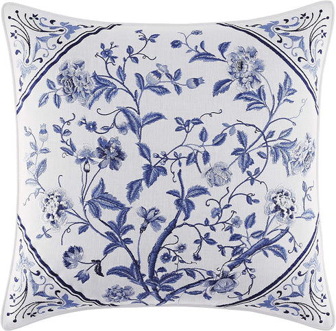 Laura Ashley Home Charlotte Collection Perfect Decorative Throw Pillow, Premium Designer Quality, Decorative Pillow for Bedroom Living Room and Home Décor, 1 Count (Pack of 1), China Blue