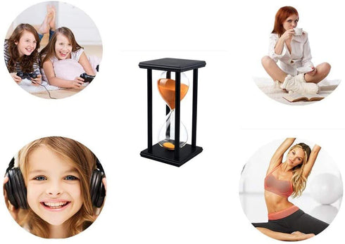 Sandglass 45 Minutes Timer Hourglass for Ornament Decoration Restaurant Living Room Home Closet Office Desk Bedroom Party Festival Christmas Wooden Frame Sand Timer Clock Orange