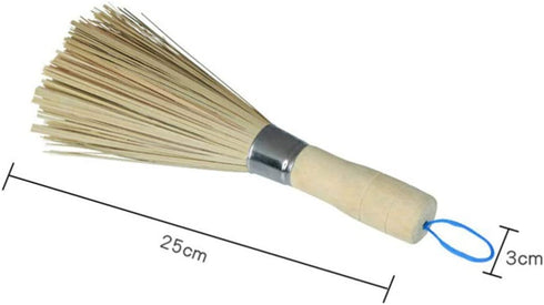 DOITOOL 2 pcs Wok Cleaning Whisk Dish Pan Scrubbing Bamboo Wood Brushes Multipurpose Handle Cleaner Brush for Home Restaurant Kitchen