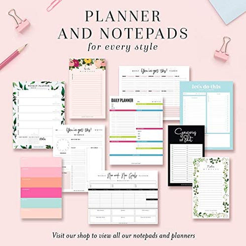 Bliss Collections Weekly Meal Planner, Blossom, Magnetic Family Meal Calendar and Notepad for your Fridge for Meal Prep, Grocery Lists, Notes, Tasks, To-Do List and Organization, 6"x9" (50 Sheets)