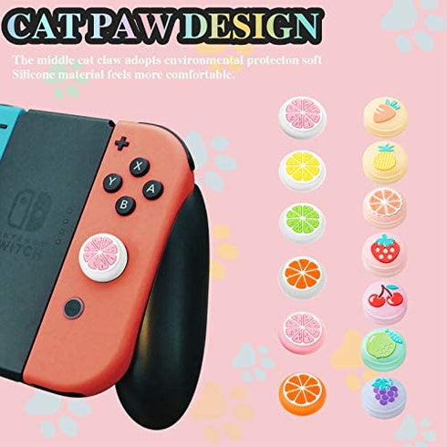 Skylety 26 Pieces Replacement Silicone Lemon Fruit Design Thumb Grip Caps Analog Stick Cover Joystick Cap Luminous Cover Compatible with Nintendo Switch, Switch Lite Joy-Con Controller
