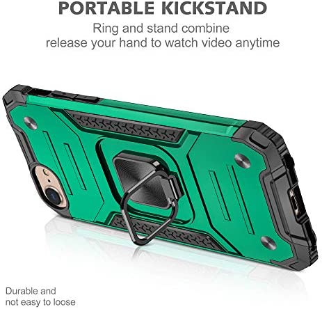 Reejax iPhone SE 2020 Case,iPhone 7 Case,iPhone 8 Case with Screen Protector,Heavy Duty Rugged Cover with Magnetic Ring Kickstand,Protective Phone Case for iPhone 7/8/SE 2020 Dark Green