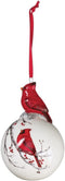 Sullivans - 4.75" White Christmas Tree Ball Ornament with Decorated Red Cardinal on Top and Painted Cardinal on a Branch