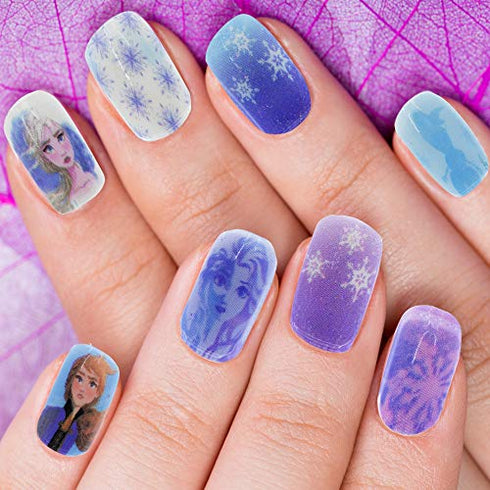 Disney Frozen 2 - Townley Girl 48 Pcs Press-On Nails Artificial False Nails Set for girls, kids with Pre-Glue Full Cover Acrylic Nail Tip Kit, Ages 6+ for Parties, Sleepovers and Makeovers