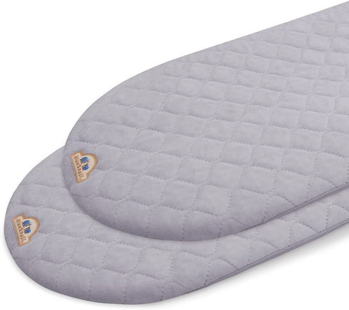 BlueSnail Quilted Fitted Waterproof Cradle Sheet, Comfortable and Soft Bassinet Pad Cover 2 Pack (Gray Quilted )¦