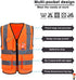 A-SAFETY Orange High Visibility Safety Vest Reflective,, 3M Multi Pockets Working Vest Working Uniform Zipper Front ANSI/ISEA Standards 7 Pockets Class 2,3XL