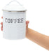 Farmhouse Canister Set, White Metal Kitchen Containers with Lids (4 x 6.3 In, 4 Pack)