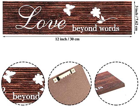 3 Pieces Rustic Wood Sign Wall Decor Live Love and Laugh Quote Sign Farmhouse Wall Mount Decoration for Home Office Wedding Kitchen and Living Room, 12 x 3 x 0.2 Inch (Brown)